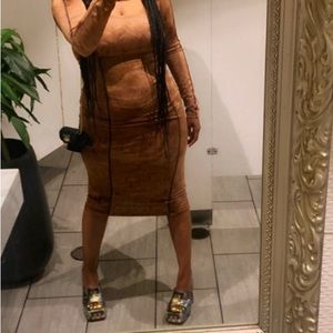 Fashion nova Zipped In Tie Dye Midi Dress - Brown